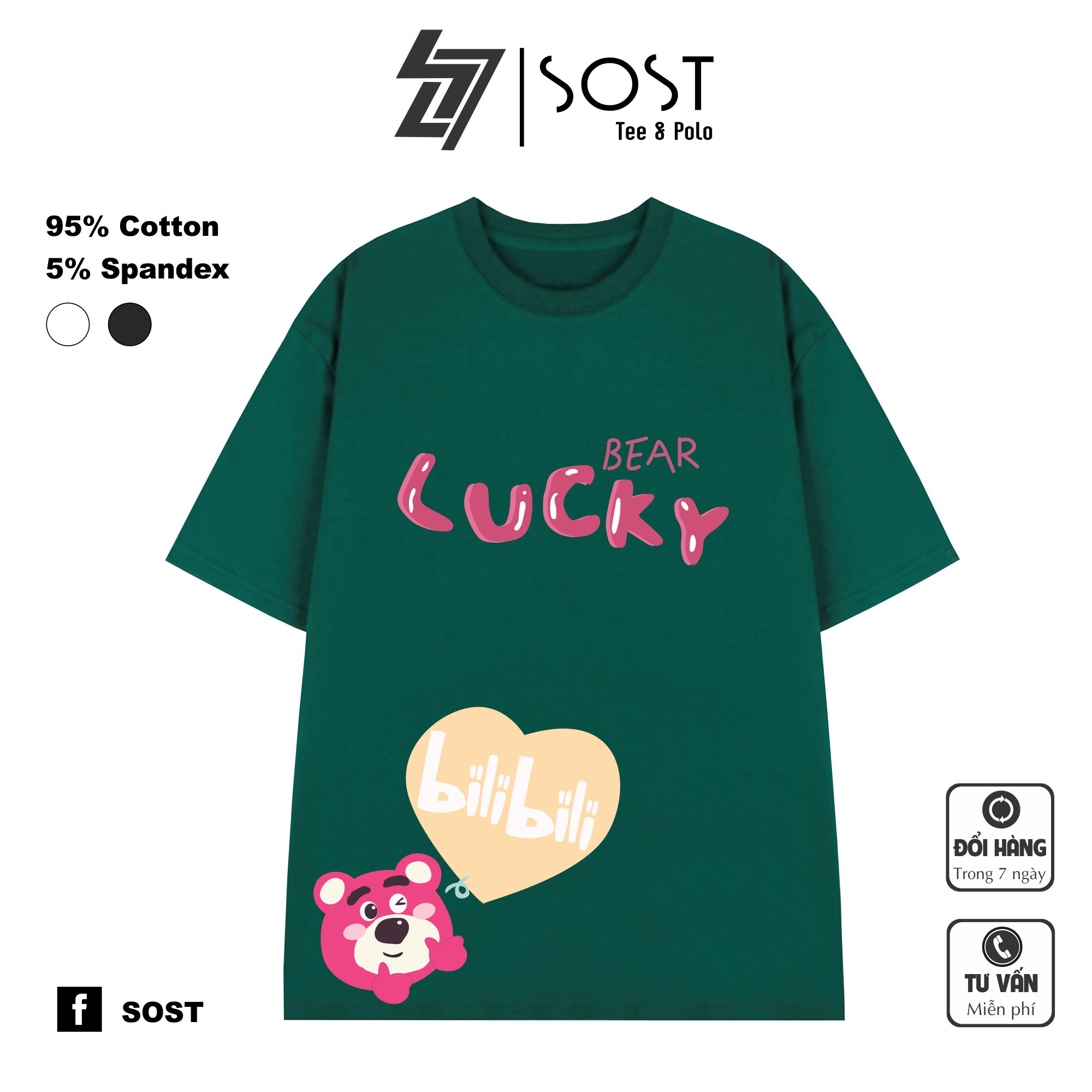 Áo Thun Sost Gấu Dâu Lotso BiLi BiLi Unisex Nam Nữ Chất Cotton Cao Cấp Thoáng Mát
