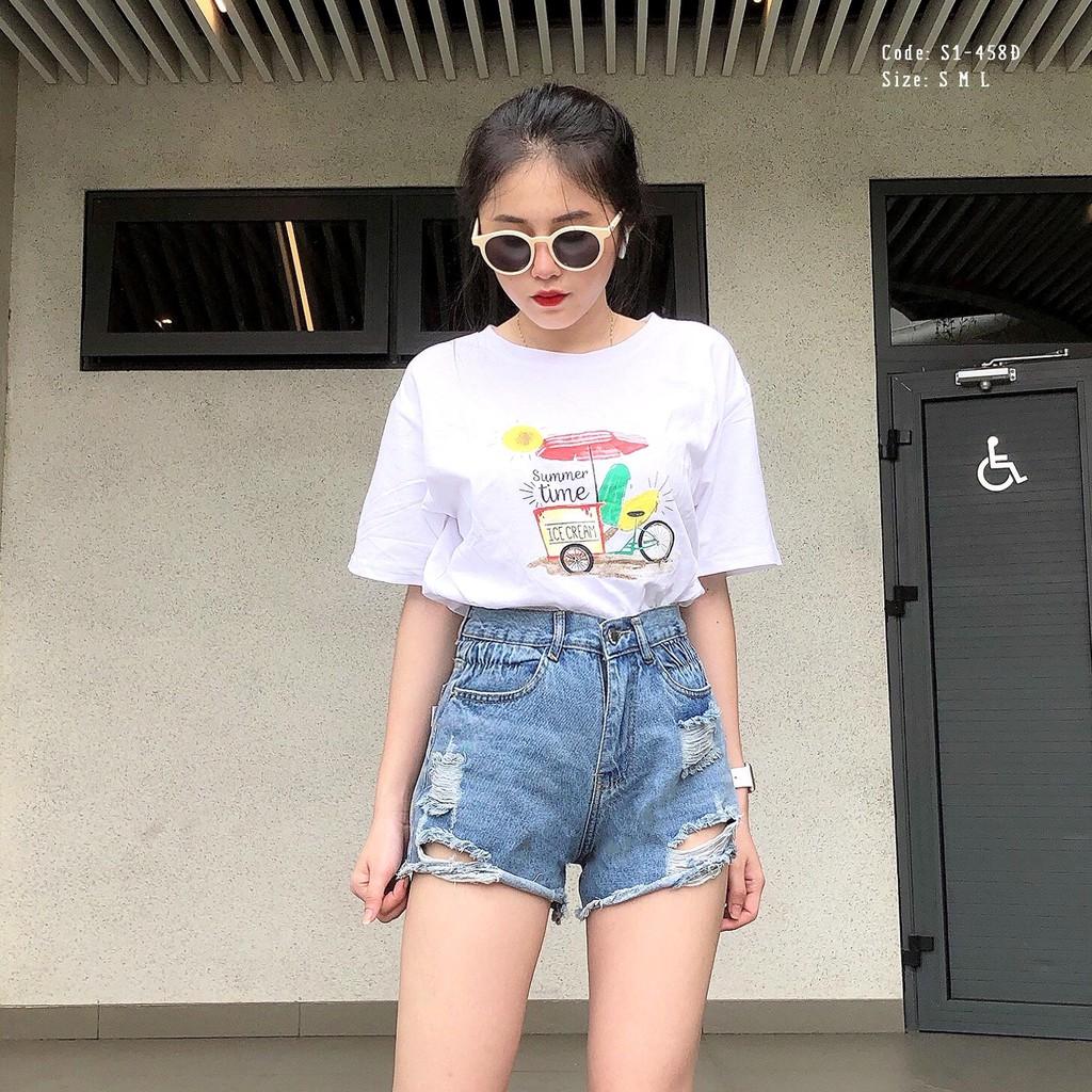 Quần short jean nữ lưng cao King168 , quần short nữ cao cấp TQQ04