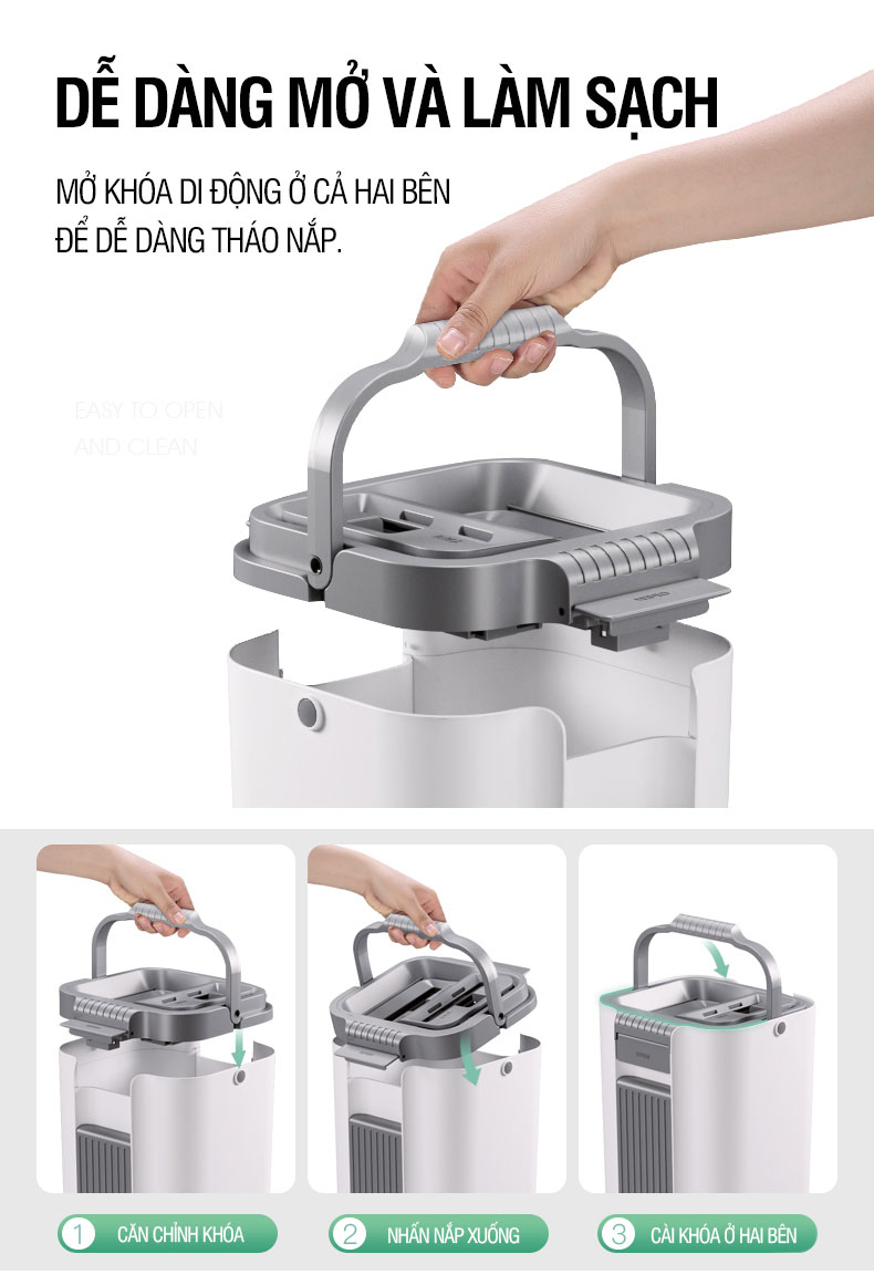 Bộ lau nhà GOSO Plus có thùng lau nhà 2 ngăn tự vắt, cây lau nhà xoay 360 độ giúp lau sàn làm sạch