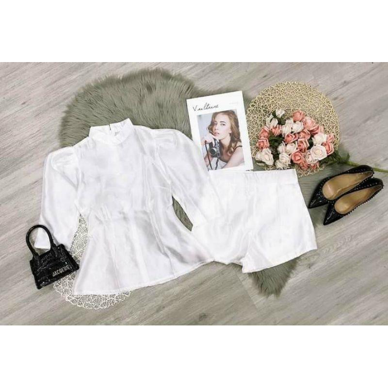 Sét áo phồng hoa thêu quần short