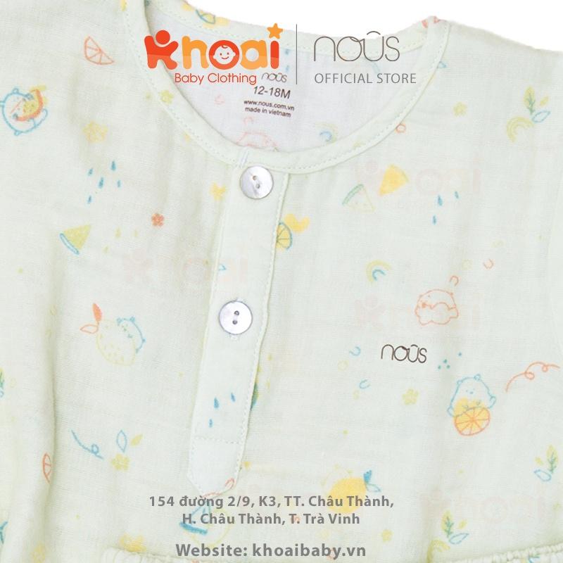 Bộ cộc Nous xô xanh lá gấu ôm dưa - Chất liệu Nu Xô 100% cotton thiên nhiên