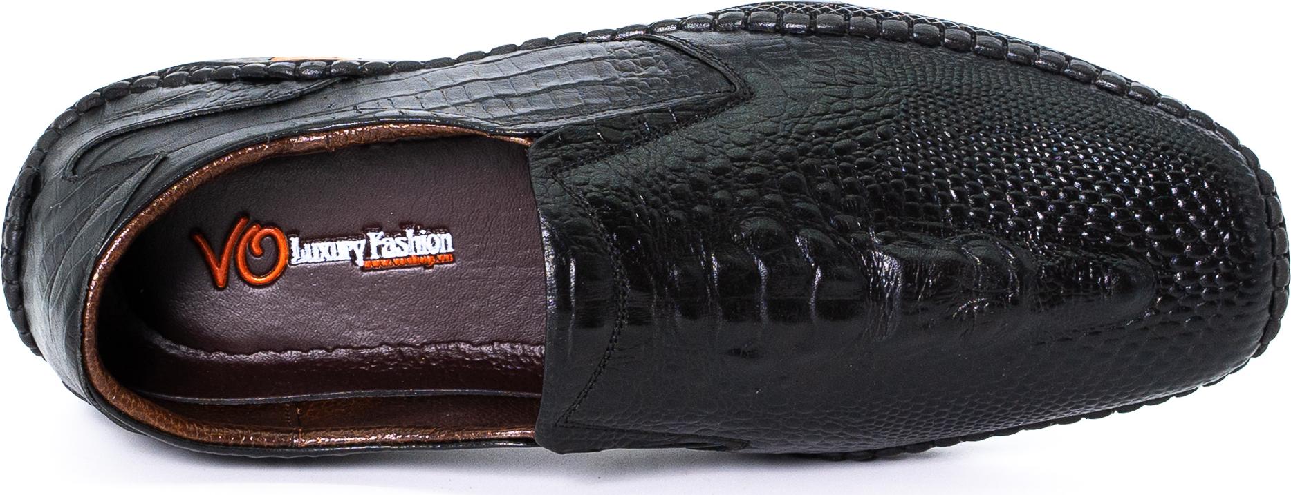 Giày mọi da bò dập đầu cá sấu 3D sang trọng VOShoes _VO4097