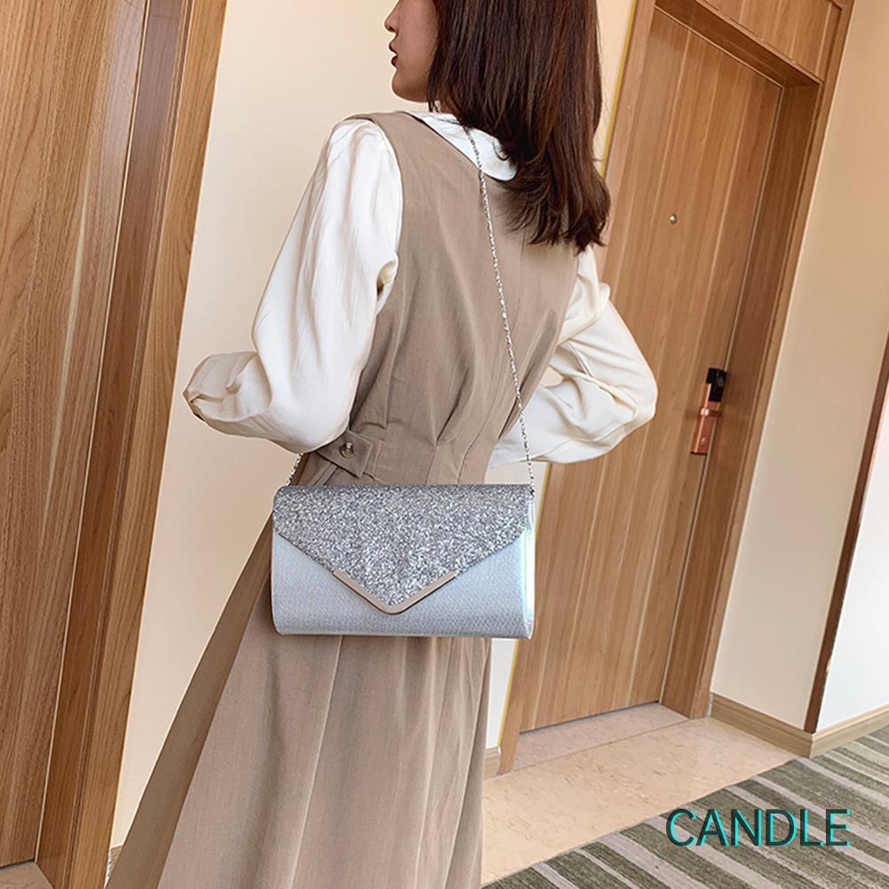 Túi Da Đeo Chéo Đính Kim Sa Lấp Lánh Cho Nữ