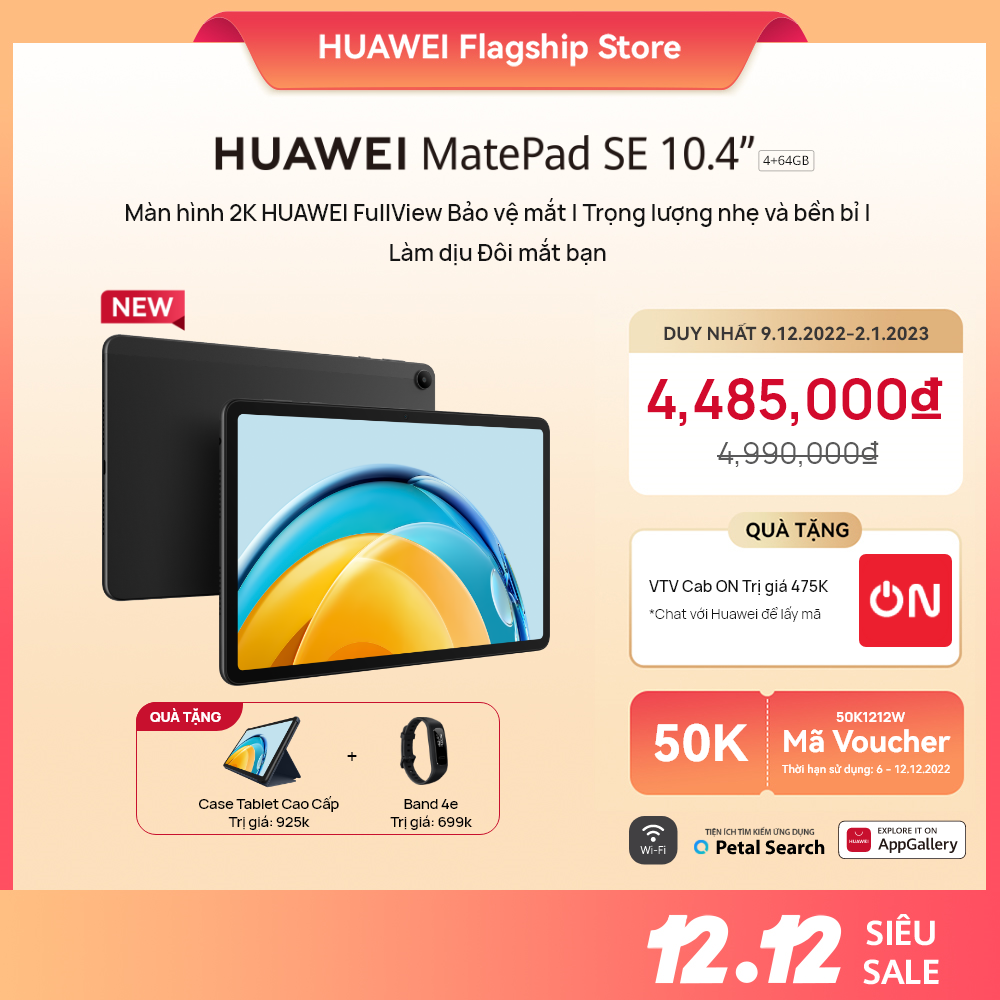 Máy tính bảng Huawei MatePad SE | Màn hình 2K HUAWEI FullView Bảo vệ mắt | Âm thanh vòm tinh chỉnh bằng công nghệ Histen 8.0 | Siêu thiết bị | Hàng Chính Hãng