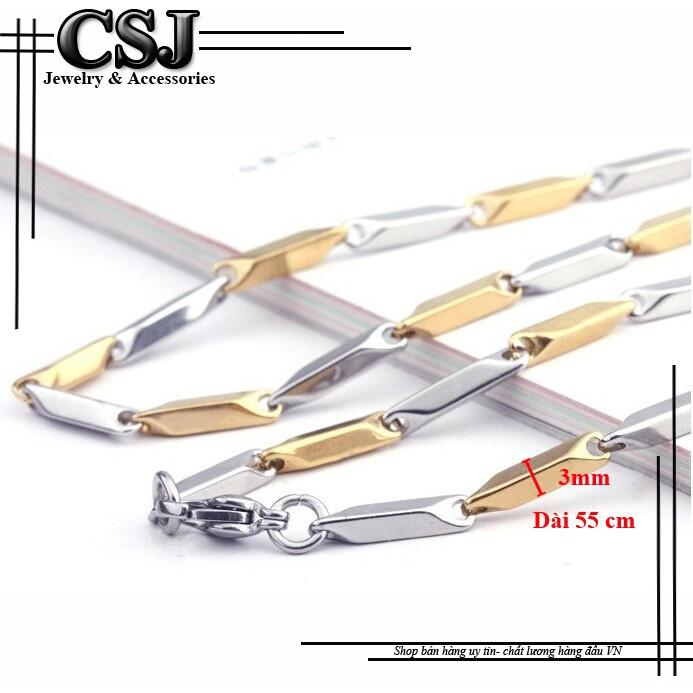 DÂY CHUYỀN NAM INOX HỎA TIỂN 4MM CÁCH ĐIỆU TRẮNG VÀNG đẹp, không đen