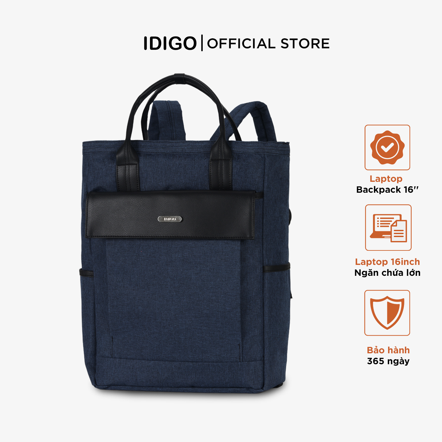 Balo đựng laptop 16 inch nhiều ngăn IDIGO UBP2-5058, ba lô công sở nam nữ đựng tài liệu A4