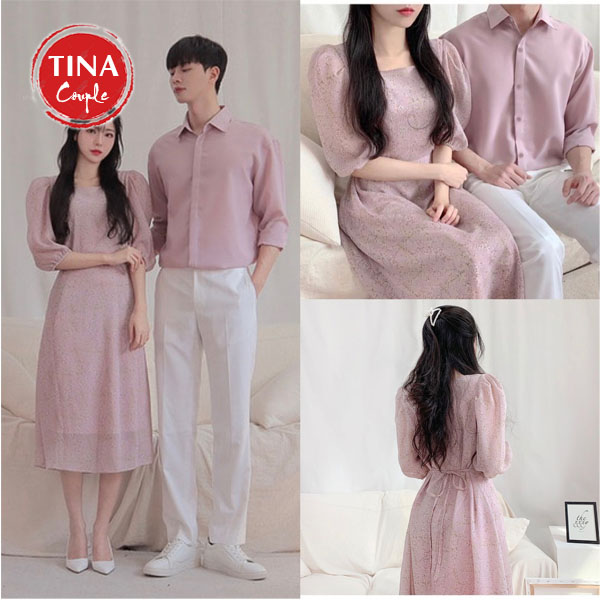 Set đồ đôi áo váy cặp sơmi cao cấp - Couple Tina