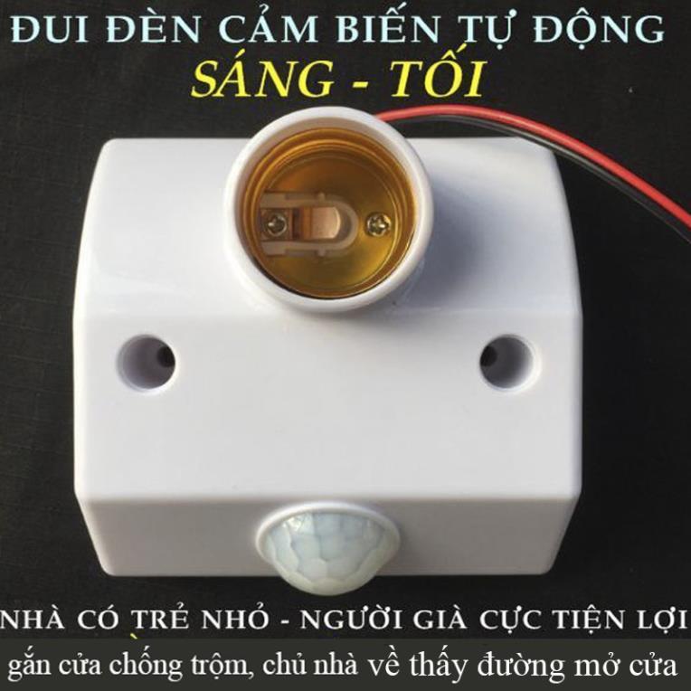 Đui đèn cảm ứng chuyển động hồng ngoại E27 bật tắt tự động LOẠI TỐT-CÓ NÚT ĐIỀU CHỈNH