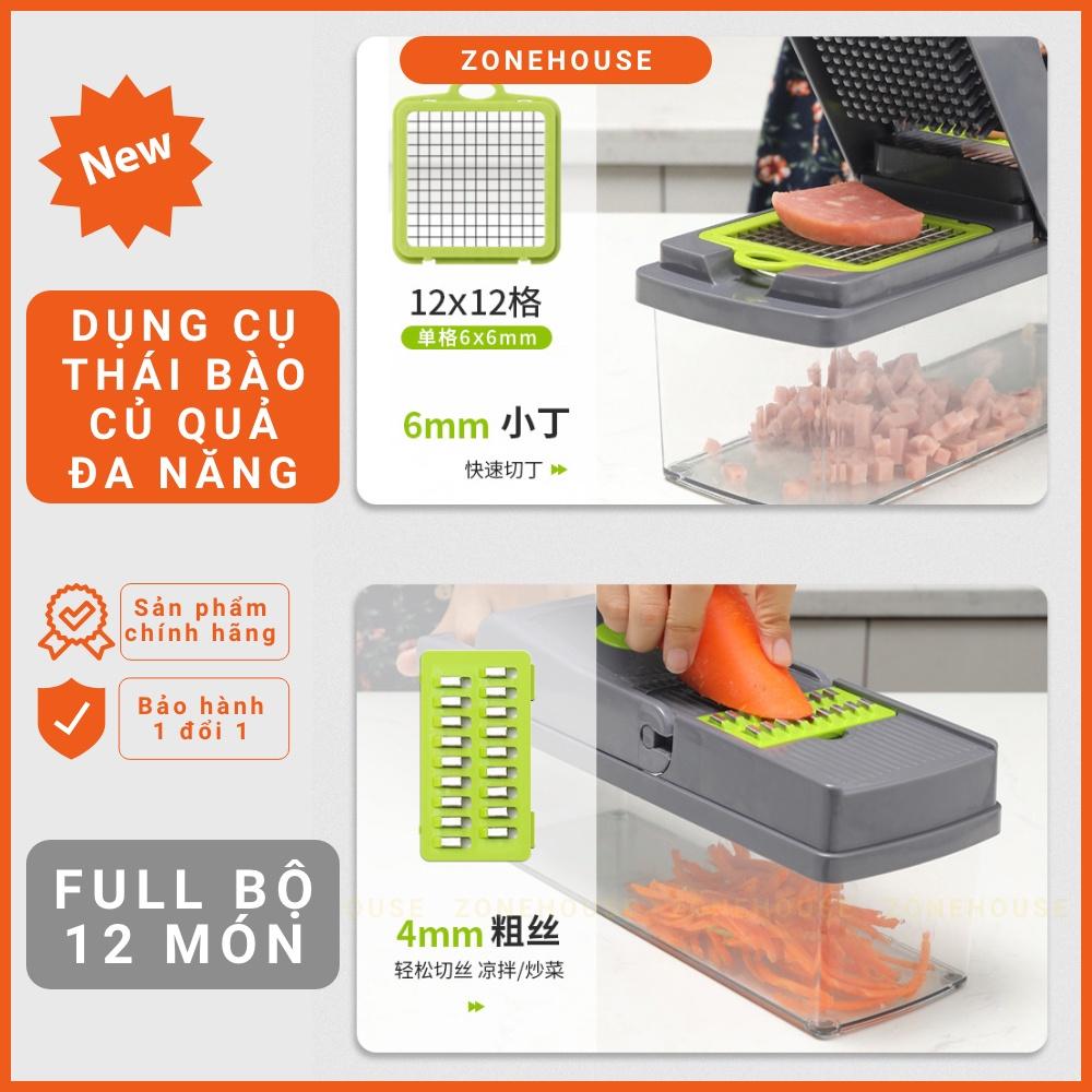 Hộp Cắt Rau Củ Trái Cây ZONEHOUSE , Kèm Lưỡi Dao Nạo Đa Năng, Bộ Cắt Thái Bào Sợi Củ Quả Hạt giá sỉ cực rẻ