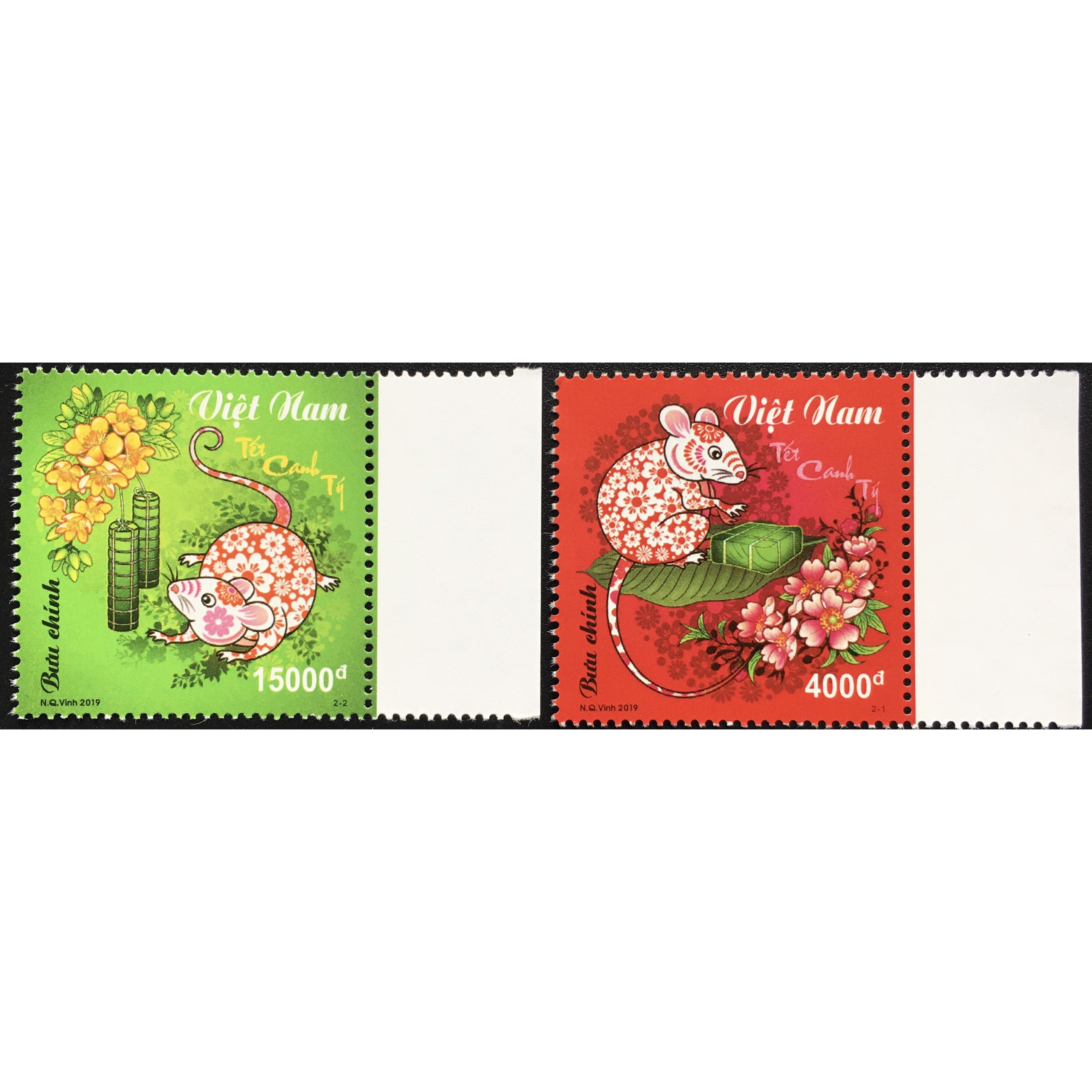 Bộ Tem Sưu Tầm Việt Nam Chủ Đề Tết Canh Tý 2019 - 2 Con Stamp