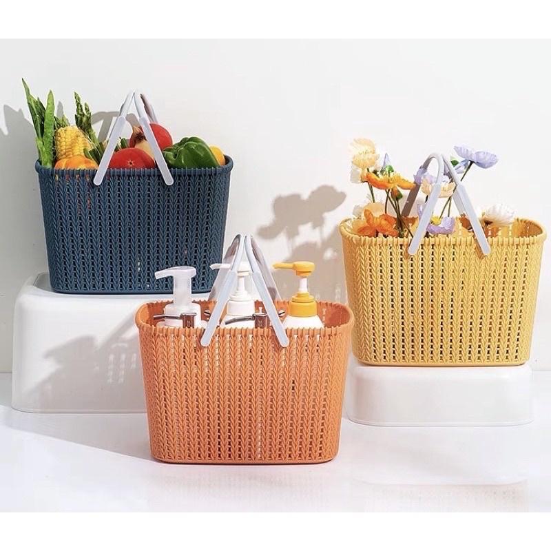 Làn 2 quai,giỏ nhựa xếp đồ phong cách Hàn