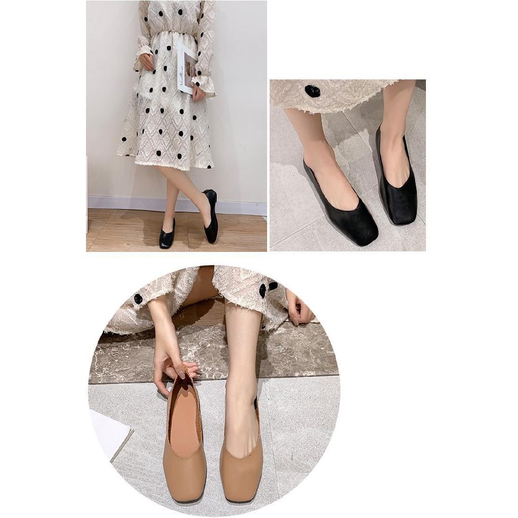 Giày Búp Bê Da Pu Đế Bằng Kiểu Hàn Quốc Thời Trang Cho Nữ