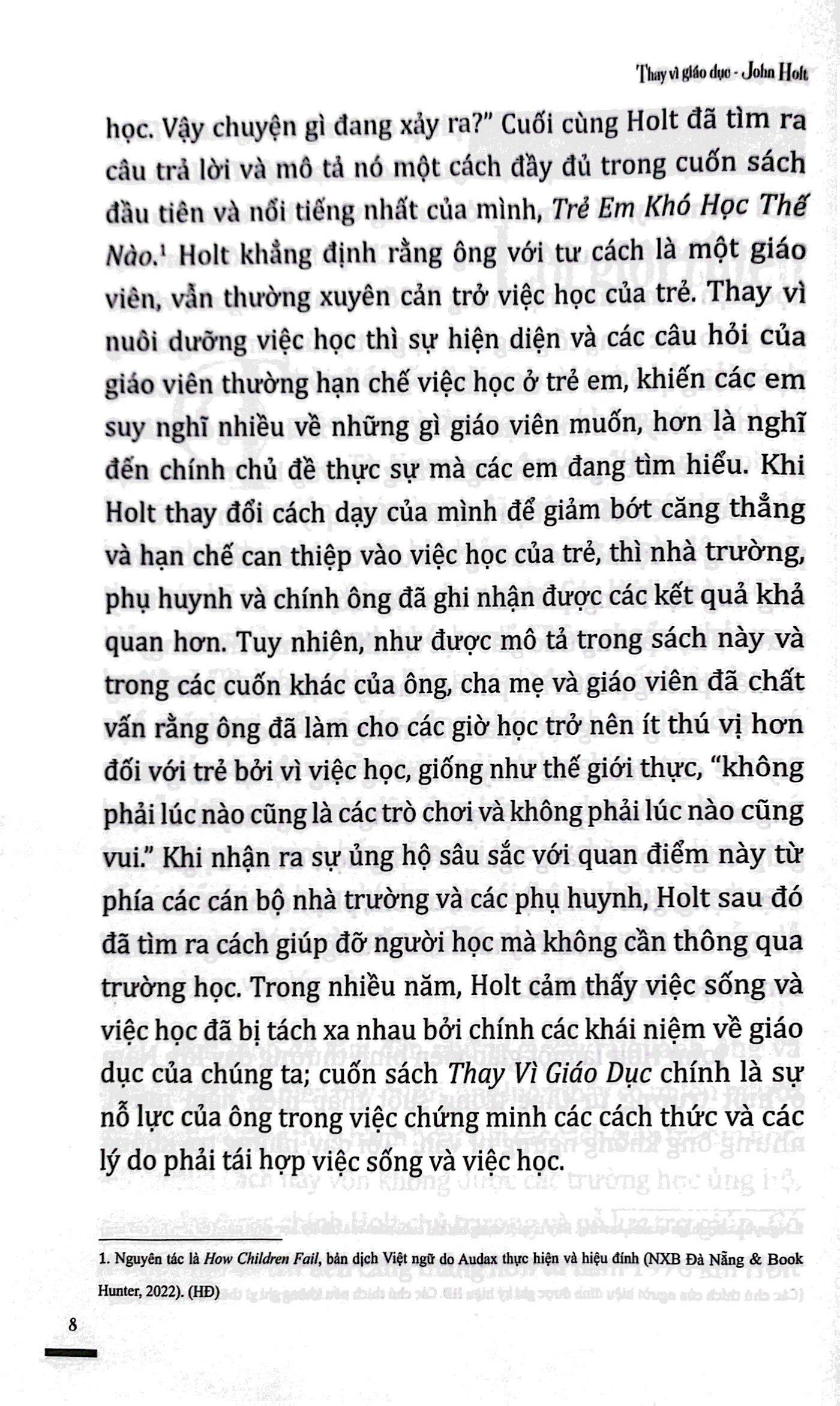 Thay Vì Giáo Dục