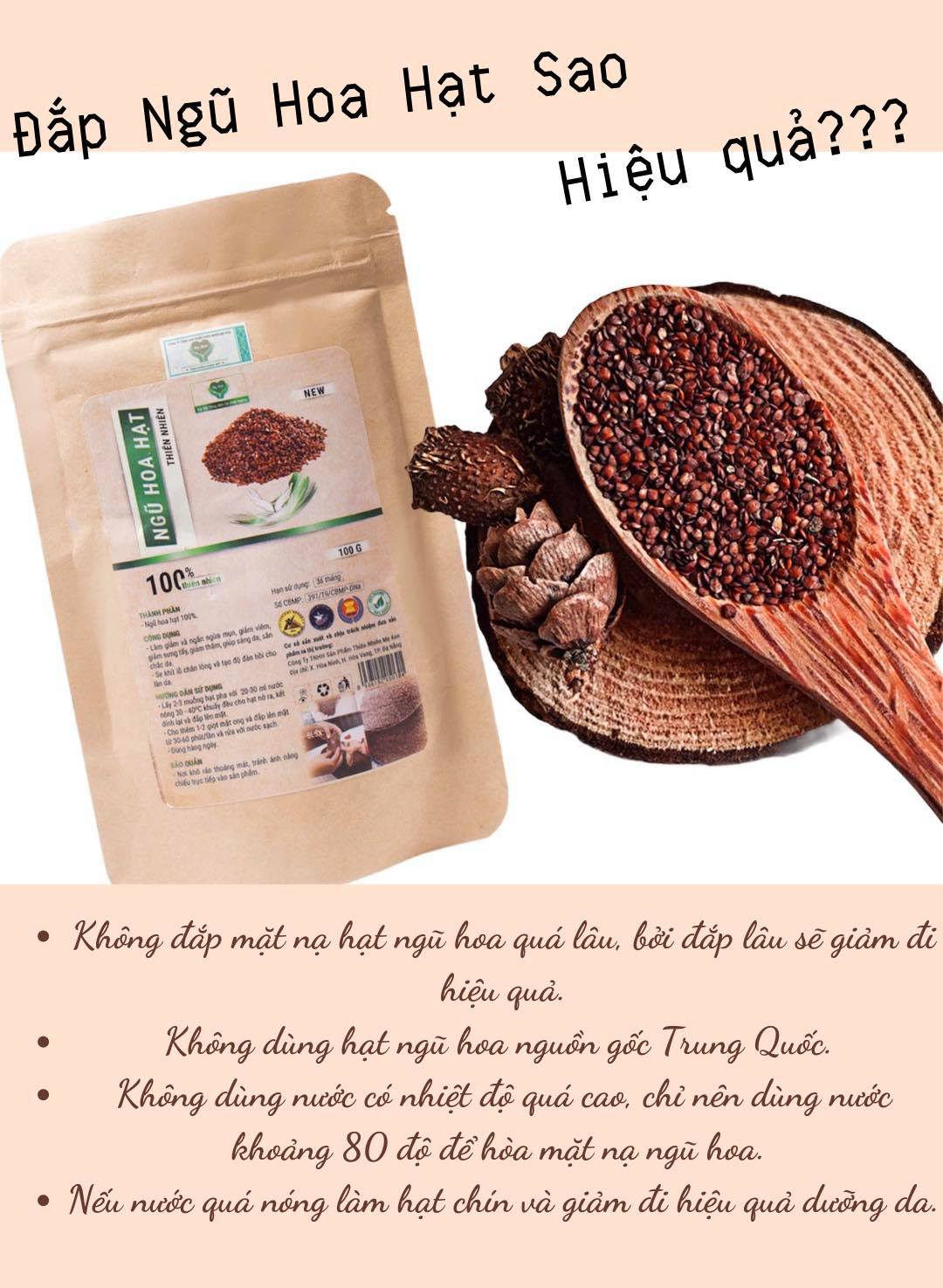 Ngũ hoa hạt thiên nhiên MẸ KEN 100G - ngũ hoa đắp mặt, mặt nạ ngũ hoa hạt, hạt đình lịch - Tặng kèm khăn mặt