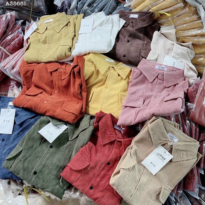 ÁO SƠ MI NHUNG FORM RỘNG