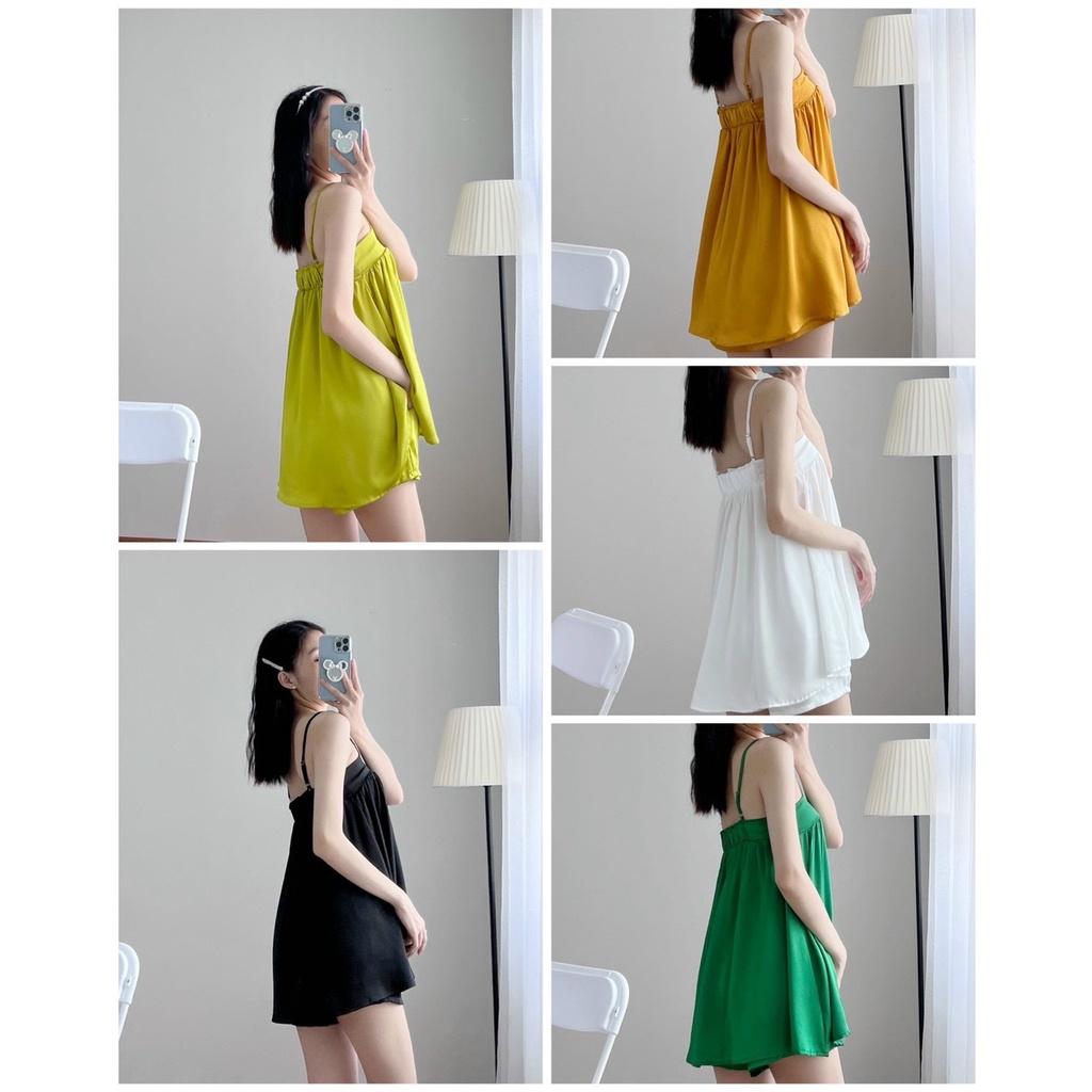 Đồ Ngủ Sexy Nữ, Bộ Mặc Nhà 2 Dây Chất LỤA LATIN Cao Cấp Mát, Ít Nhăn, Hàng Đep Giá Tốt, Phom Xinh