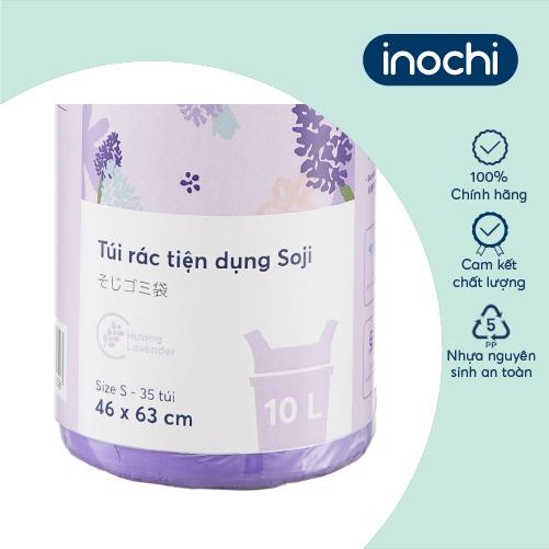 Túi rác tiện dụng Inochi - Soji 10L x 35 túi (Size S) Hương Lavender có quai cầm