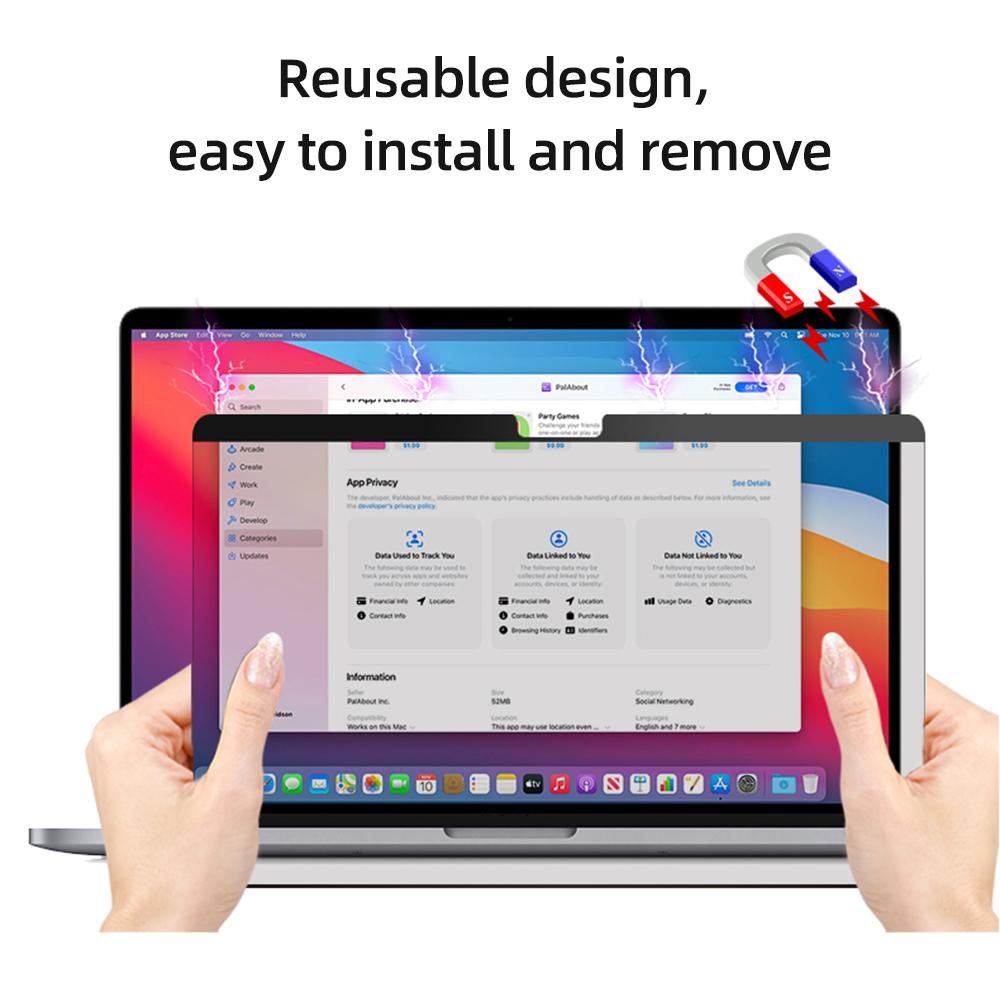 Reusable Magnetic Privacy Film Ultra-thin Screen Film Easy Installation Compatible with 13.3 inch MacBook Pro