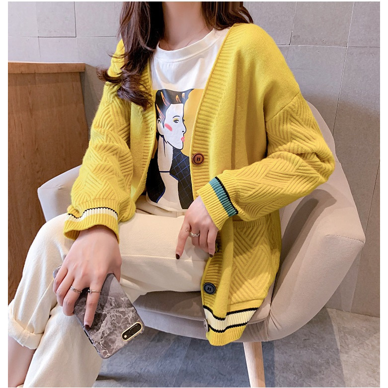 Áo khoác len nữ, áo cardigan nữ phối màu trẻ trung nhiều màu Haint Boutique AK03