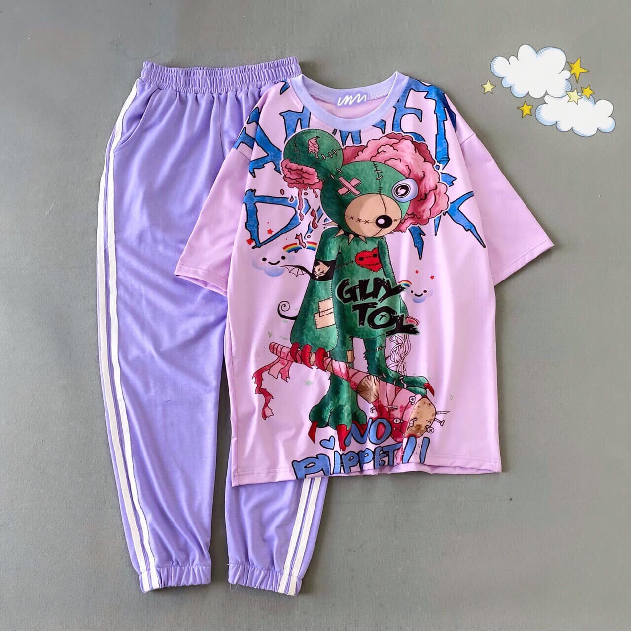 Áo tay lỡ unisex form rộng nam/nữ chất cotton tici.