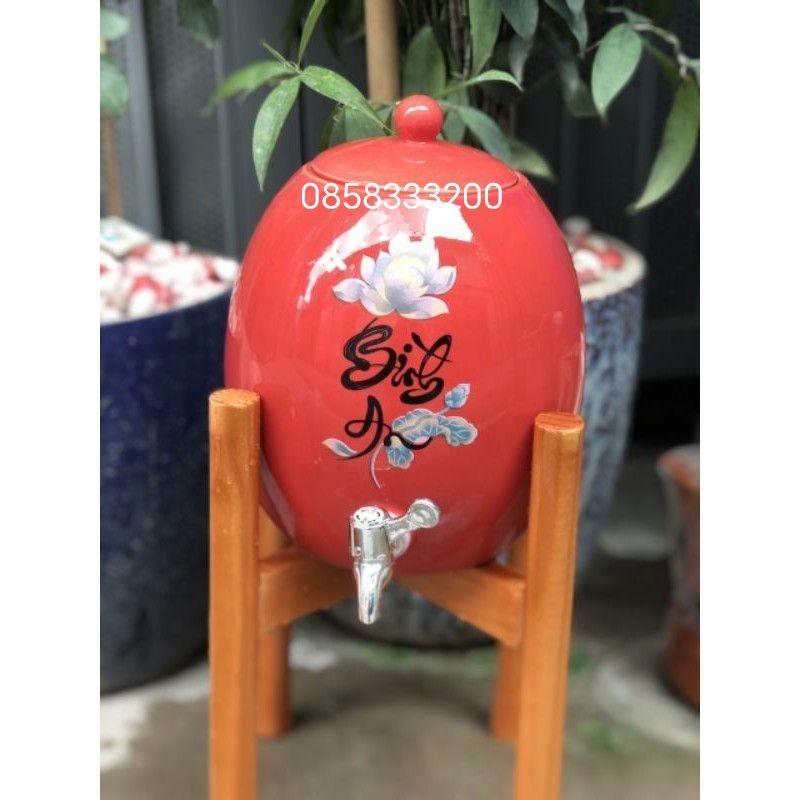 Bình nước 5 lít, vòi inox. Hàng sứ Bát Tràng