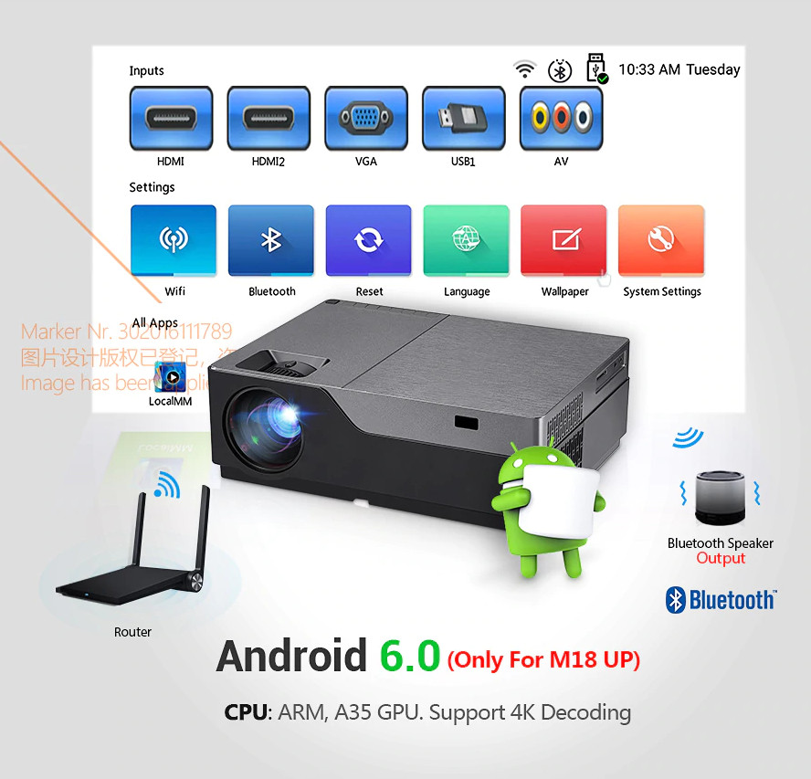 Máy chiếu Android 6.0 FullHD M18