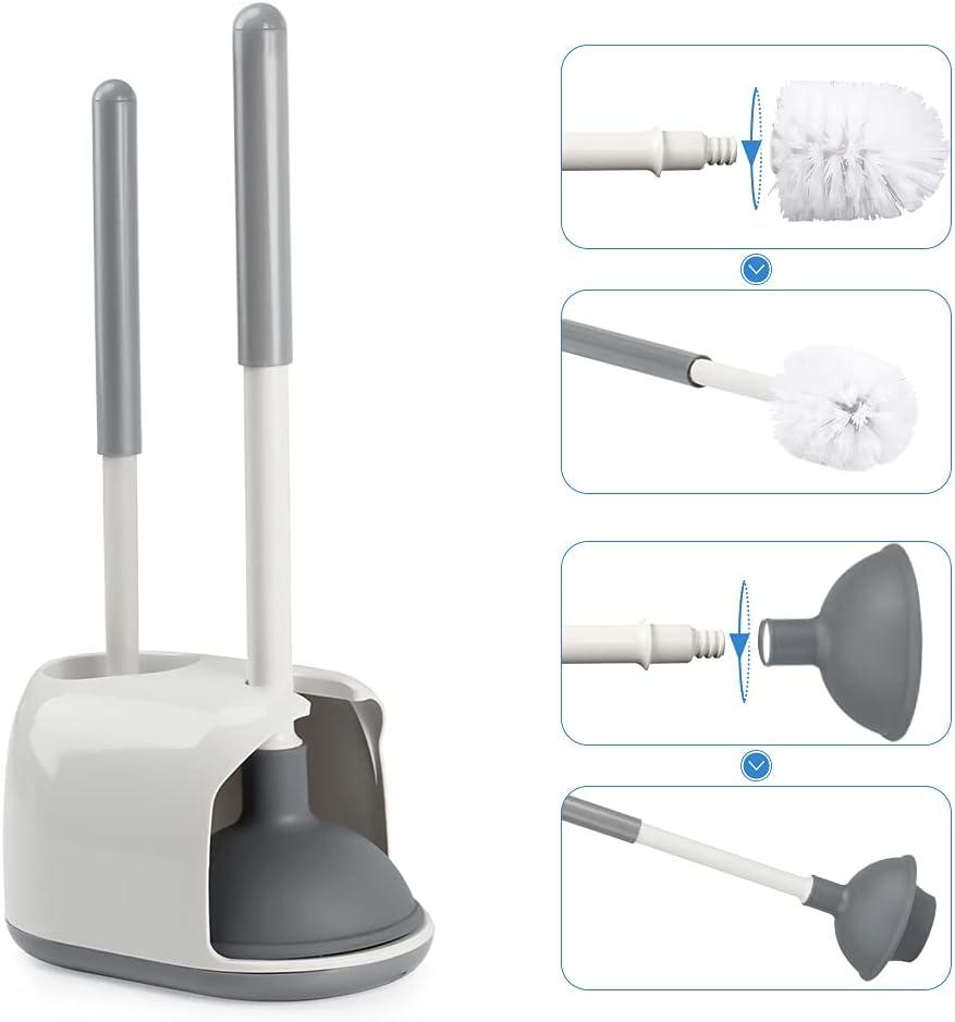 Nhà vệ sinh pít tông và bàn chải bát với combo đứng để làm sạch phòng tắm