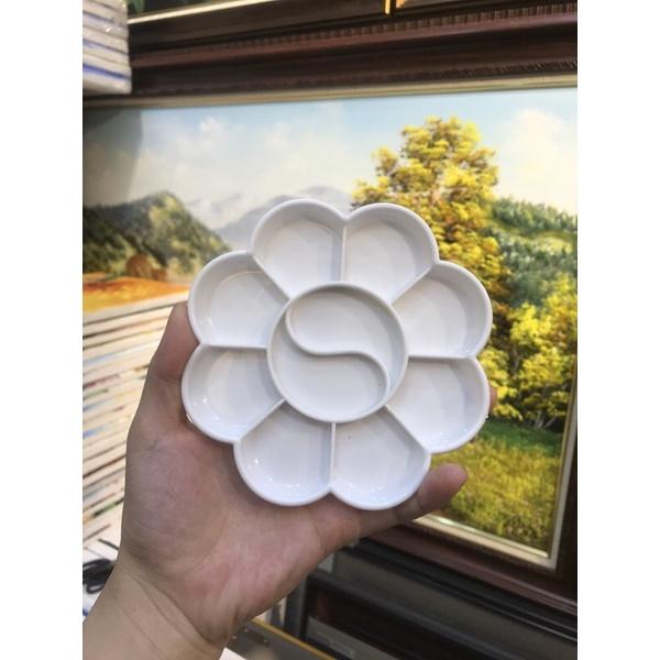 Khay pha màu palet hình hoa đào trắng cao cấp ️tiện lợi, dùng để pha màu nước, màu bột, acrylic