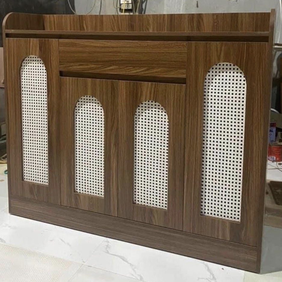 Tủ giày phối mây 4 cánh 1m2 Tundo cửa vòm hiện đại