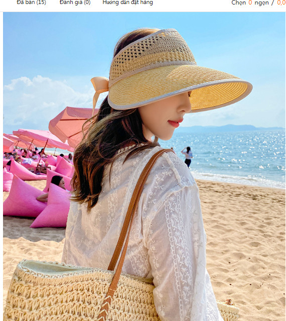 Nón rộng vành thắt nơ thời trang, mũ chống nắng nửa đầu phong cách Hàn