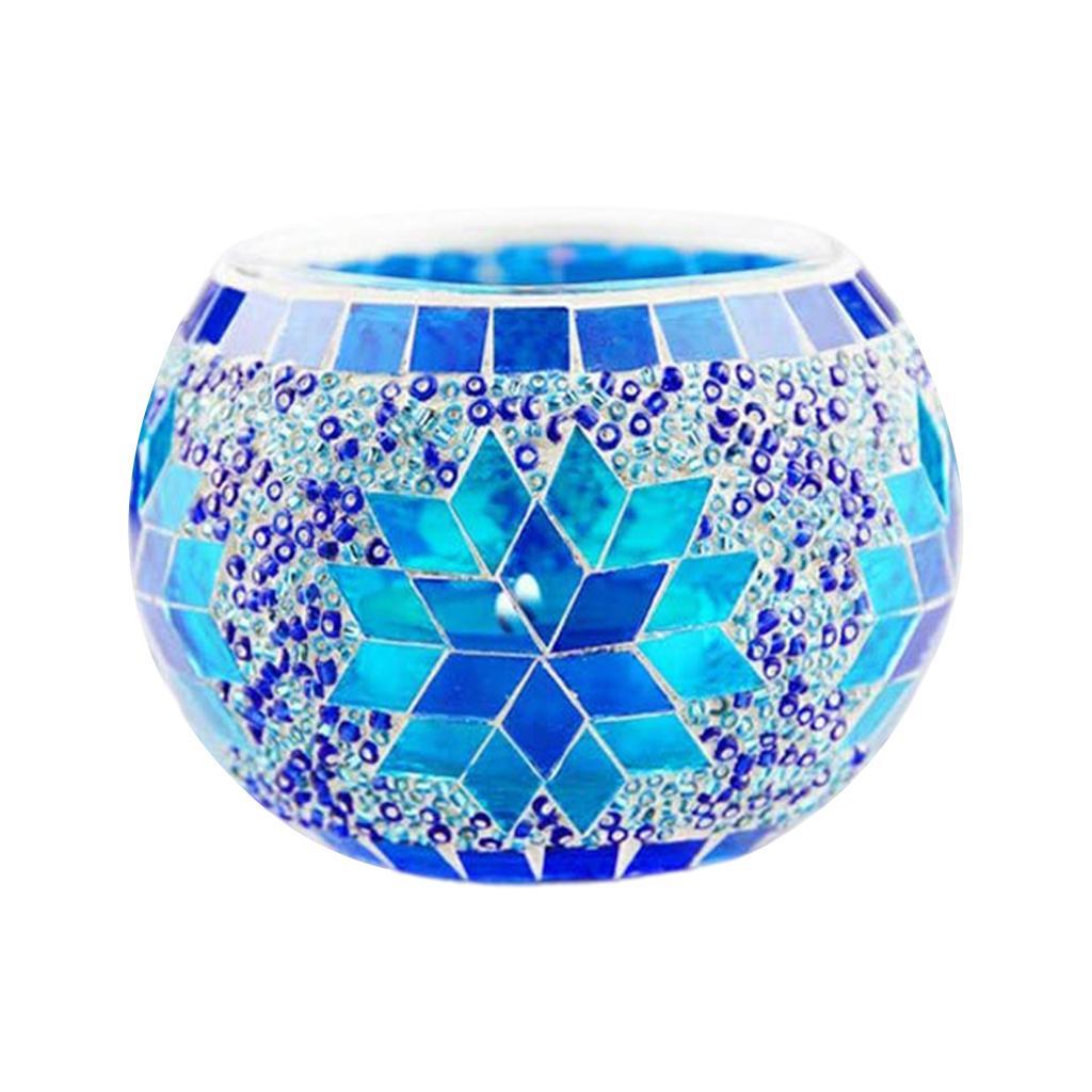 European Mosaic Glass Candle Holder Tea Light Candlestick Candelabrum Dining Table Wedding Banquet Party Decor