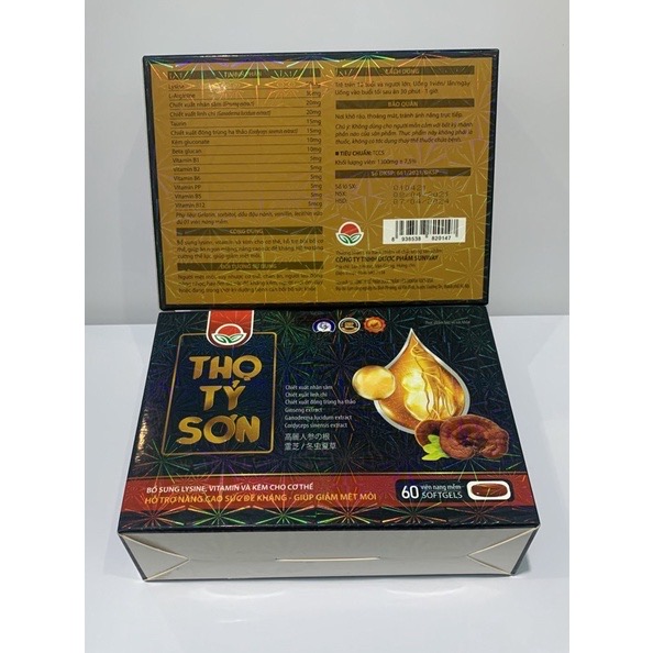 Viên uống Thọ Tỷ Sơn Sunway, hộp 60 viên, giúp ăn ngon, ngủ tốt, bồi bổ sức khoẻ