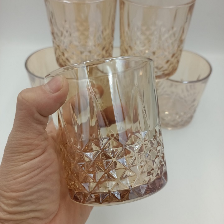 Bộ Cốc Thủy Tinh Pha Lê Dung Tích 345 ml Họa Tiết Kim Cương Decor Cao Cấp