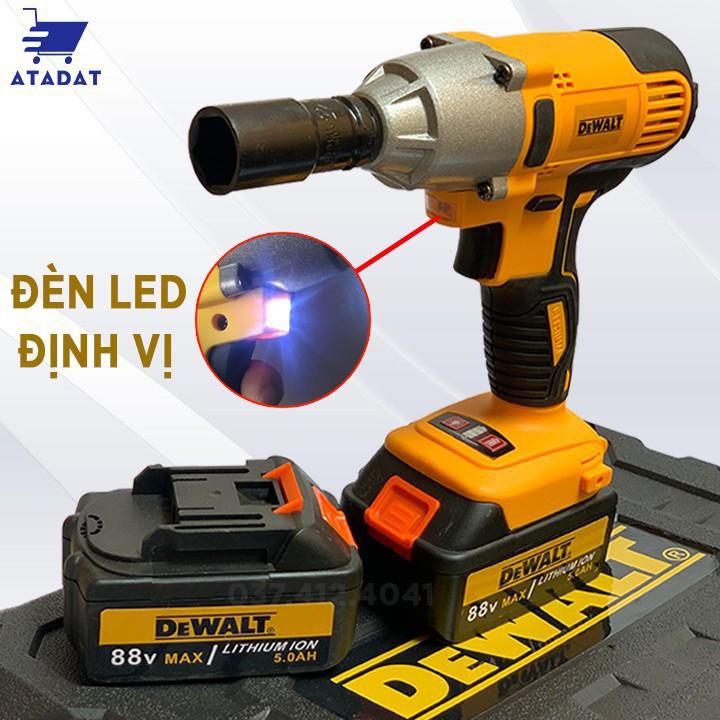 SIẾT BULONG, SIẾT ỐC, VẶN ỐC MẠNH MẼ DÙNG PIN DEWALT 88V - PIN CHUẨN 10 CELL - TẶNG 5 ĐẦU KHẨU + 1 ĐẦU CHUYỂN VÍT