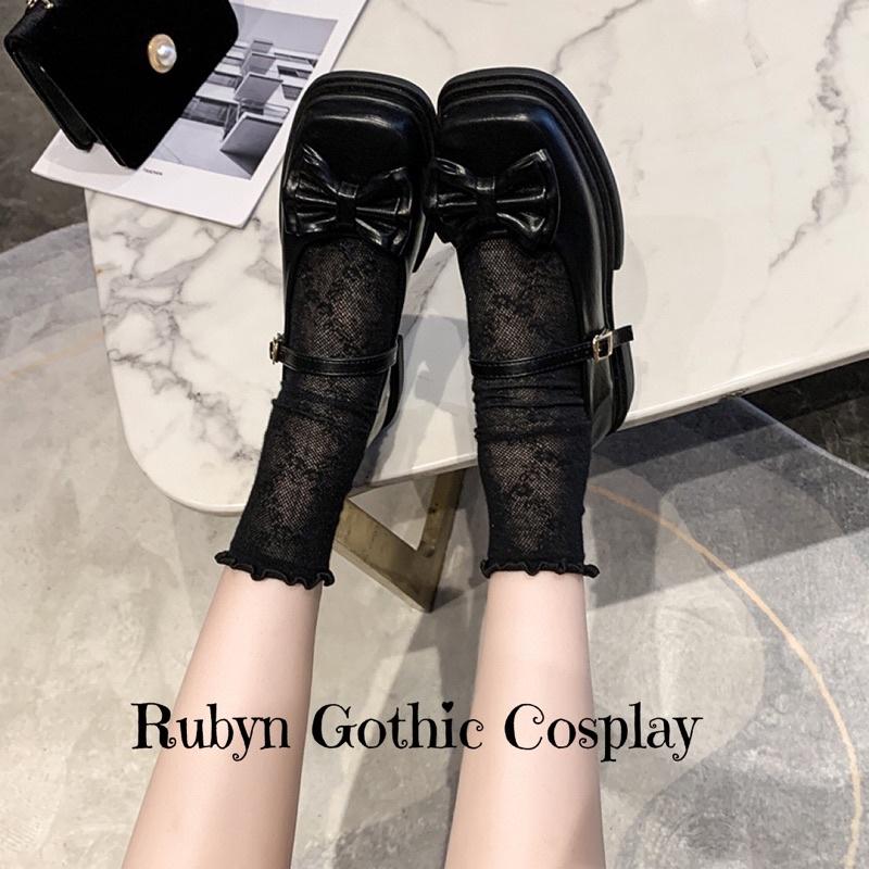 Giày Lolita Retro Đính Nơ Tiểu Thư xinh xắn ( đen, trắng) size 35-40