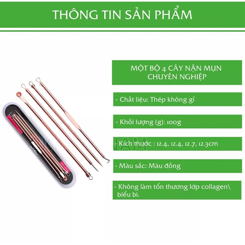 Bộ 4 Cây Lấy Mụn 8 Đầu Chuyên Nghiệp Bằng Kim Loại Cao Cấp