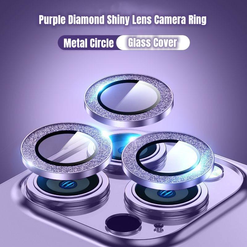 1 Set Kính Cường Lực 3D Có Vòng Kim Loại Bảo Vệ Ống Kính Máy Ảnh Cho iPhone 14 Pro Max 12 13 Pro Max 14 Plus 11 Pro Max