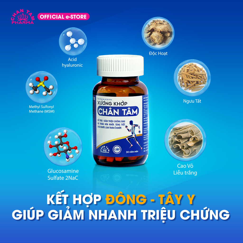 Viên xương khớp Chân Tâm giúp bổ khớp, hỗ trợ đau nhức xương khớp, hạn chế lão hóa khớp, thoái hóa khớp