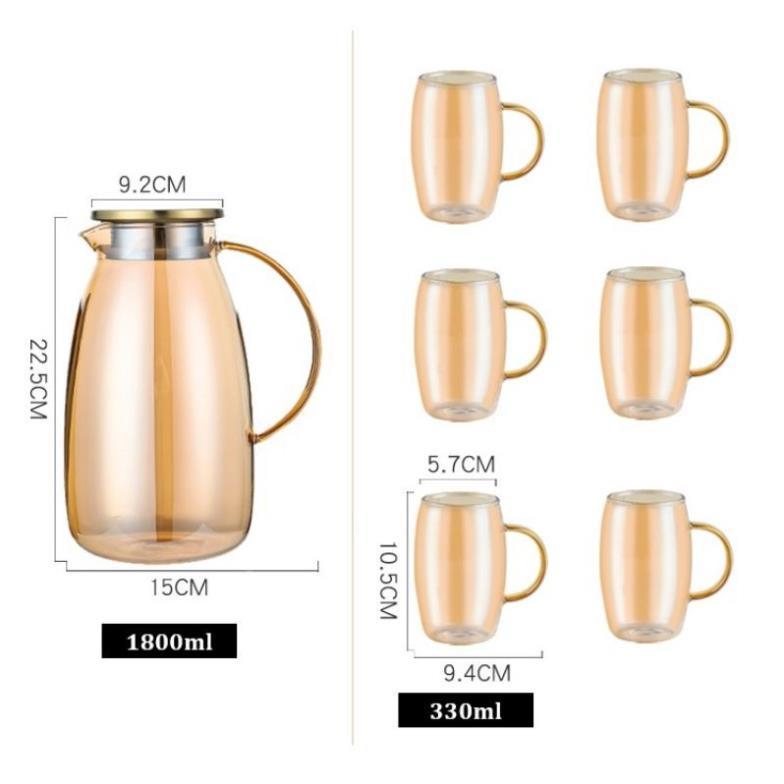 Bộ Bình 6 Ly Thủy Tinh Chịu Nhiệt, Bộ Bình Nước Thủy Tinh - Gia Dụng Đức Minh
