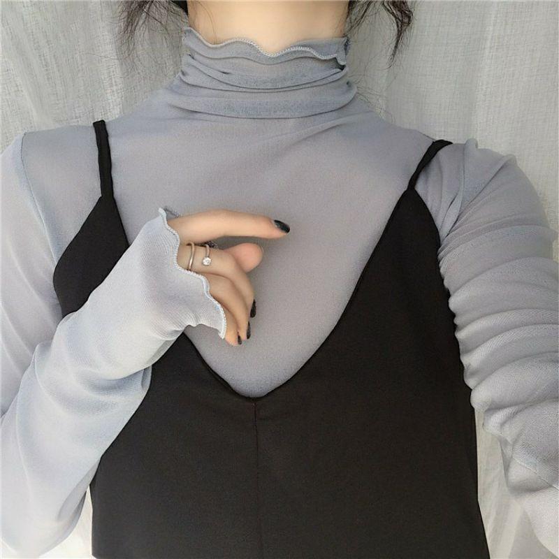Áo thun mỏng cổ cao áo lót ulzzang