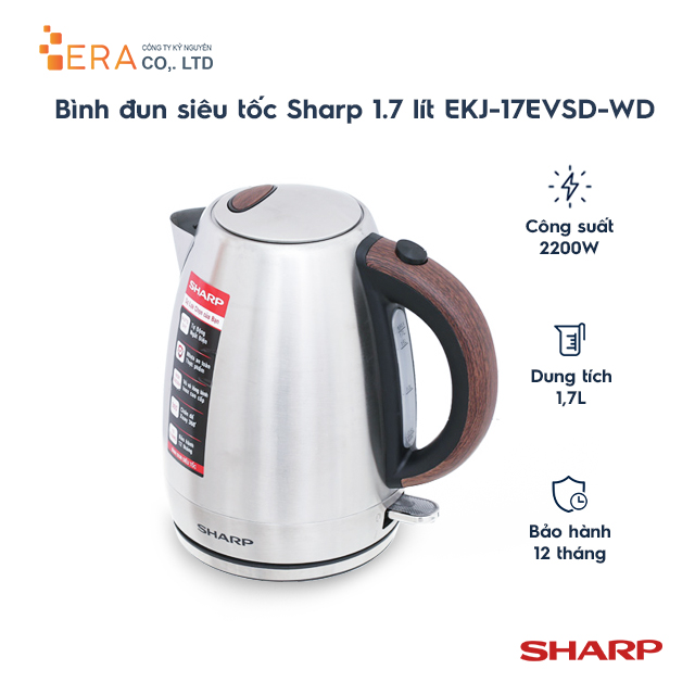 Hình ảnh Bình Đun Siêu Tốc Sharp EKJ-17EVSD-WD (1.7 lít) - Hàng Chính Hãng