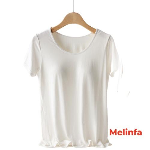 Áo thun nữ ngắn tay đệm ngực nâng đỡ vải Viscose mềm mại thoáng mát mặc nhà mùa hè mã VAA0096