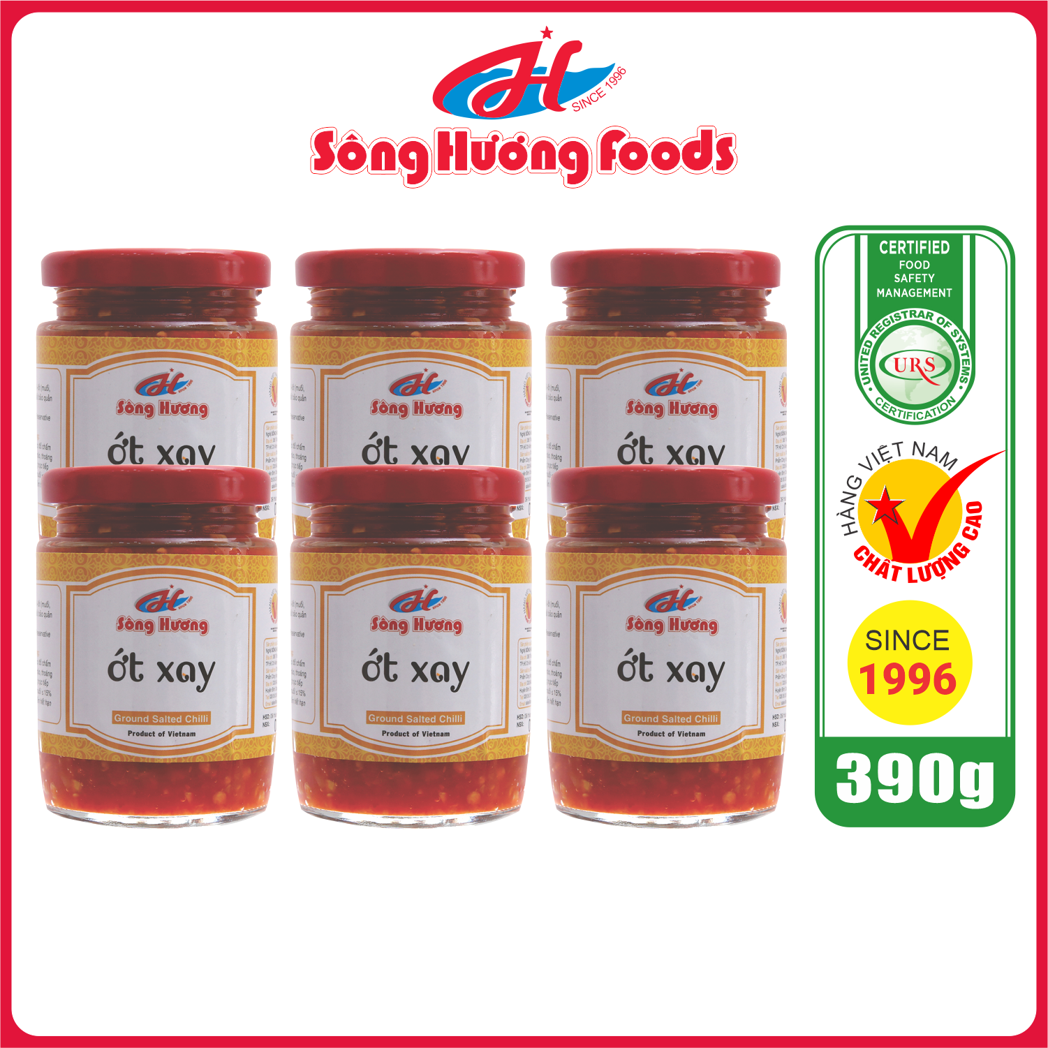 6 Hũ Ớt Tươi Xay Sông Hương Foods Hũ 390g
