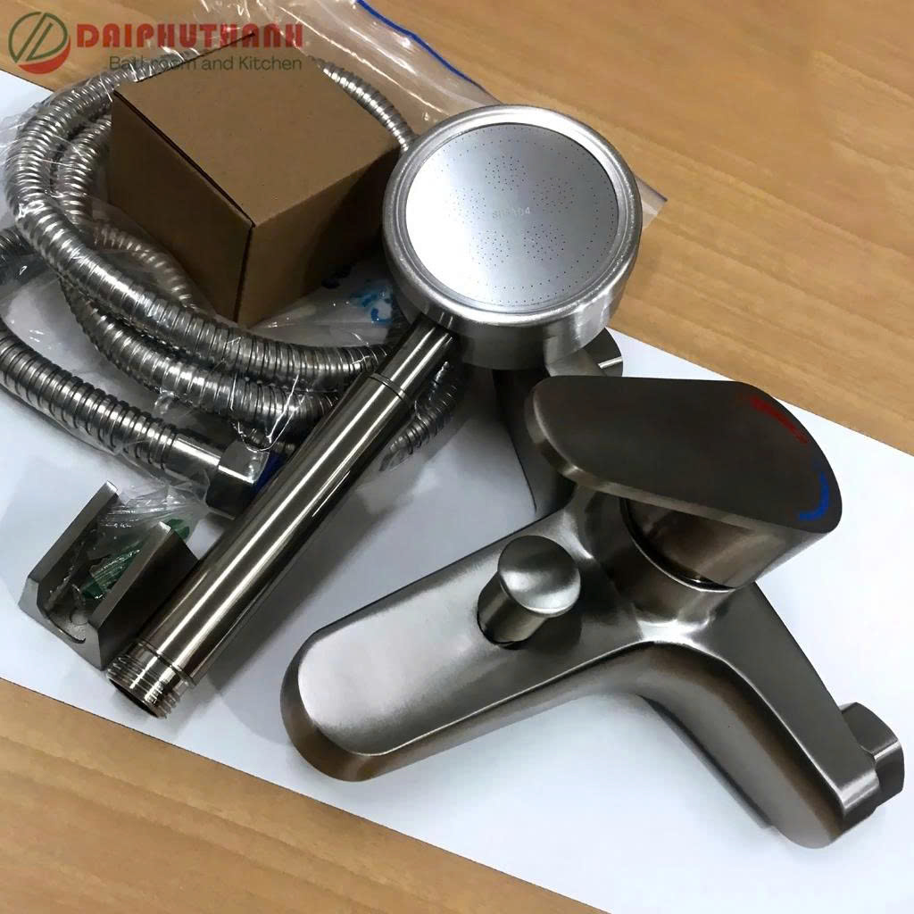 Bộ Vòi Sen Tắm Nóng Lạnh KZ-SV02TD Inox SUS304 - Đủ bộ gồm củ sen, tay sen, dây và gác sen