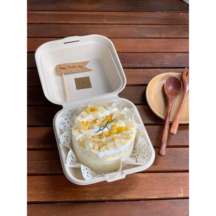 Hộp bã mía đựng bánh mochi chấm kem sữa- Hộp bả mía đựng bánh gato - bento cake - đựng bánh kem 10cm