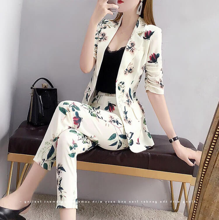 BỘ VEST DÀI HỌA TIẾT HOA LÁ CAO CẤP - NTL224