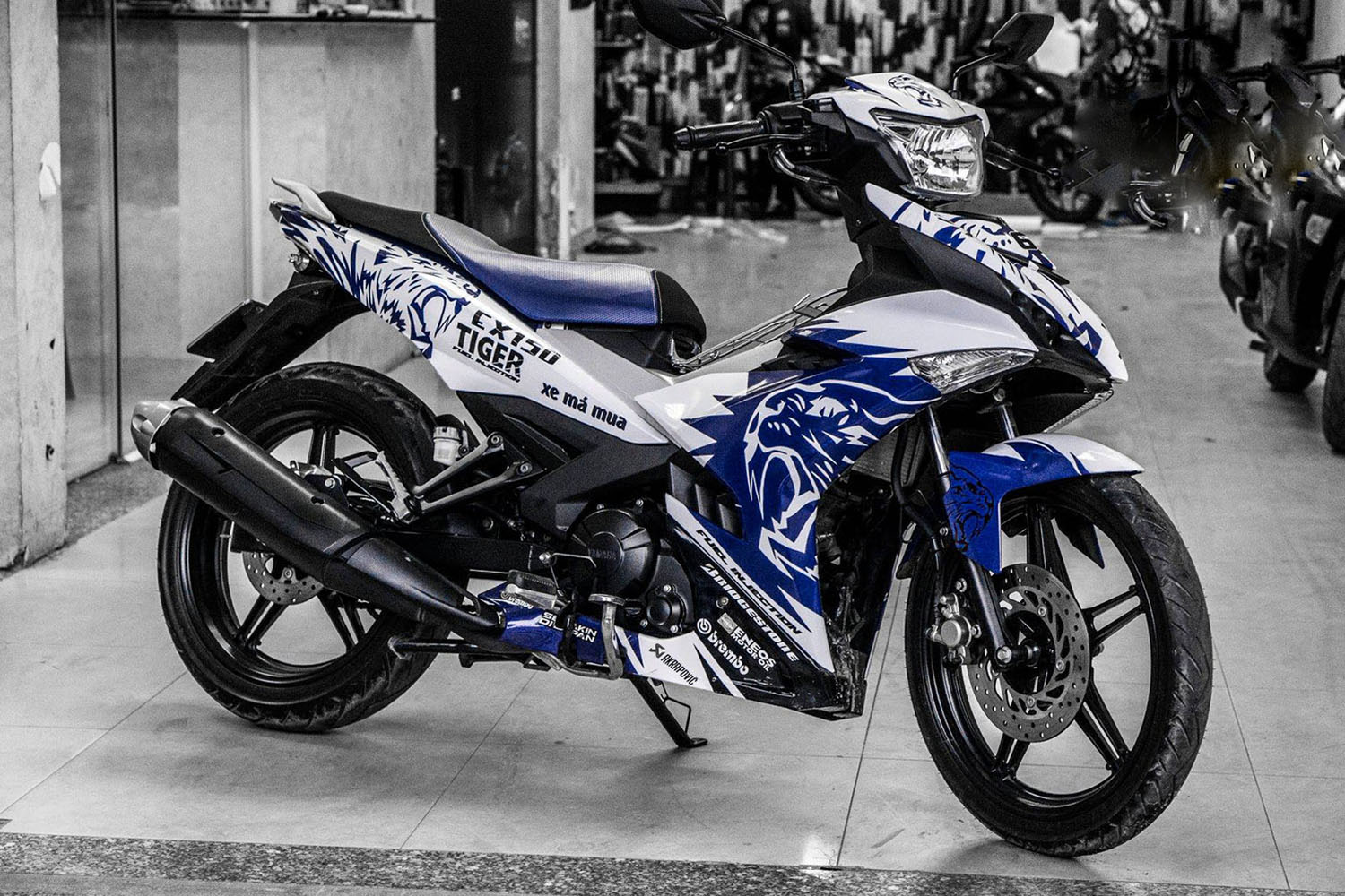 Tem trùm Exciter 150 Blue Tiger