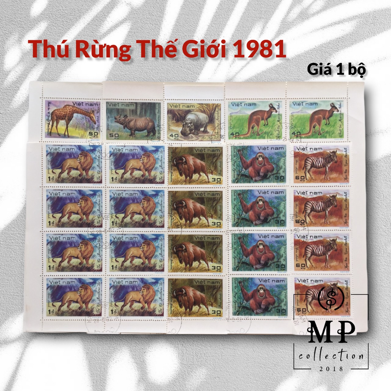 Tem sưu tầm CTO Việt Nam Thú rừng thế giới 1981 .