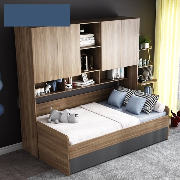 [FREESHIP TPHCM ]Giường ngủ thiết kế hiện đại 2 tầng liền tủ áo FINILI kết hợp tủ kệ sách FNLO2089