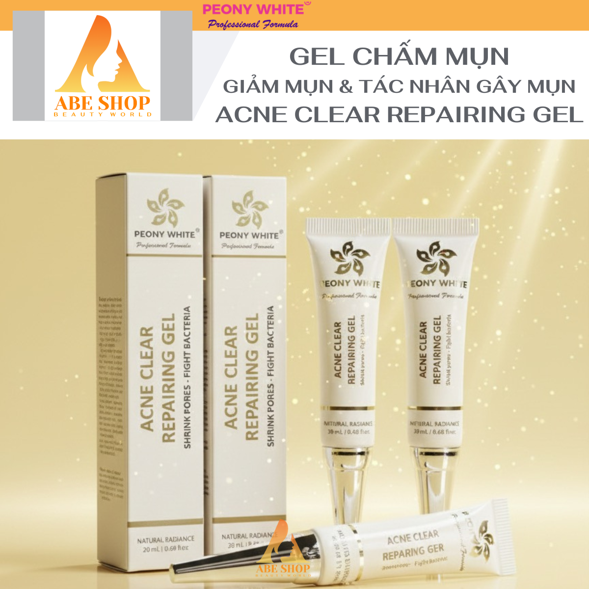 Kem Mụn PEONY WHITE 20ml - Hết Mụn - Đẩy Lùi Các Yếu Tố Gây MỤN - Giảm Thâm Sau MỤN